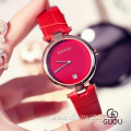 GUOU Waterproof Women Watches Small Disc Dial Leather Female Watch Luxury Simple Quartz Ladies Watches Wristwatch with Auto Date